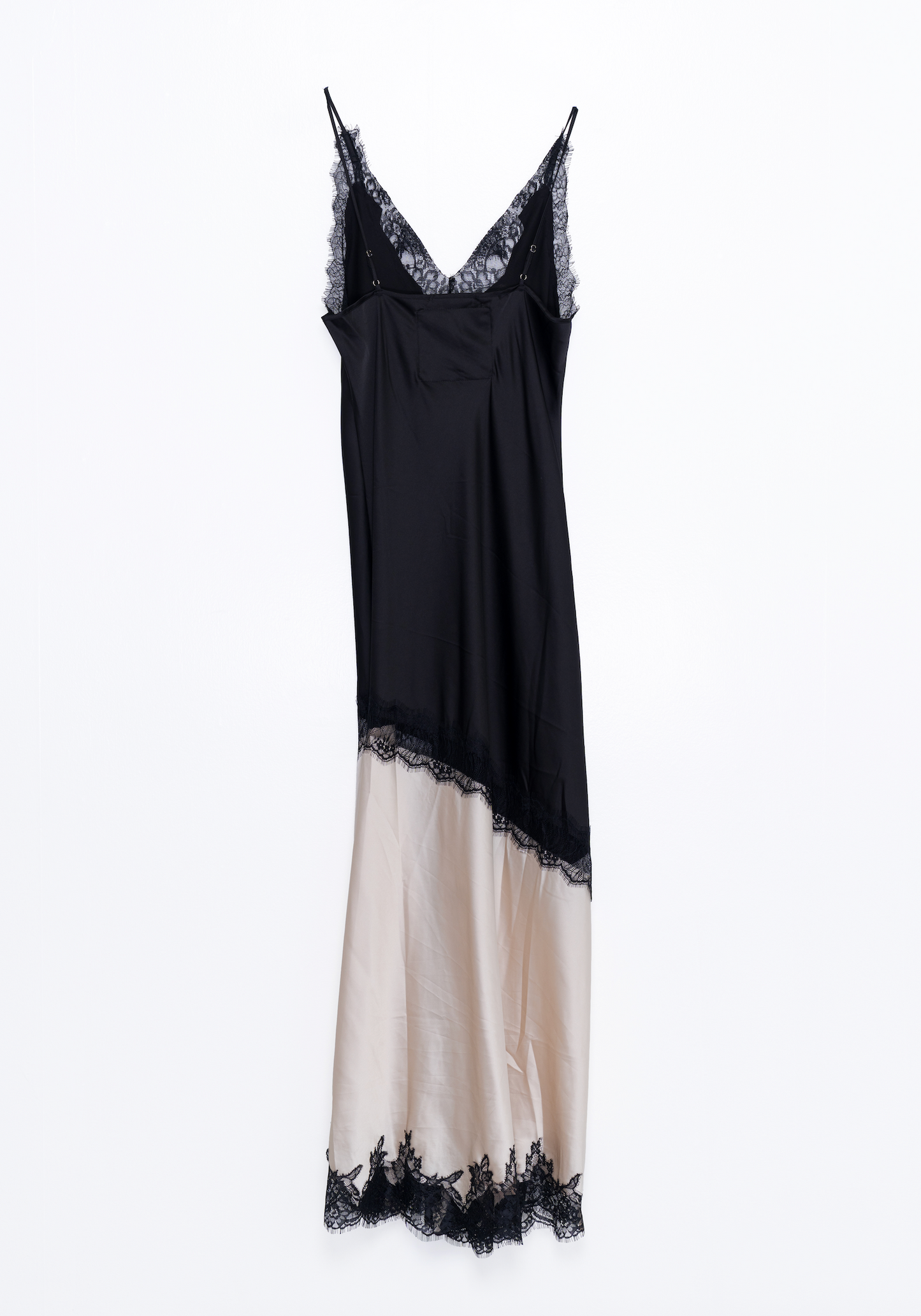 Two-Tone Lace Slip Dress – Noir & Champagne