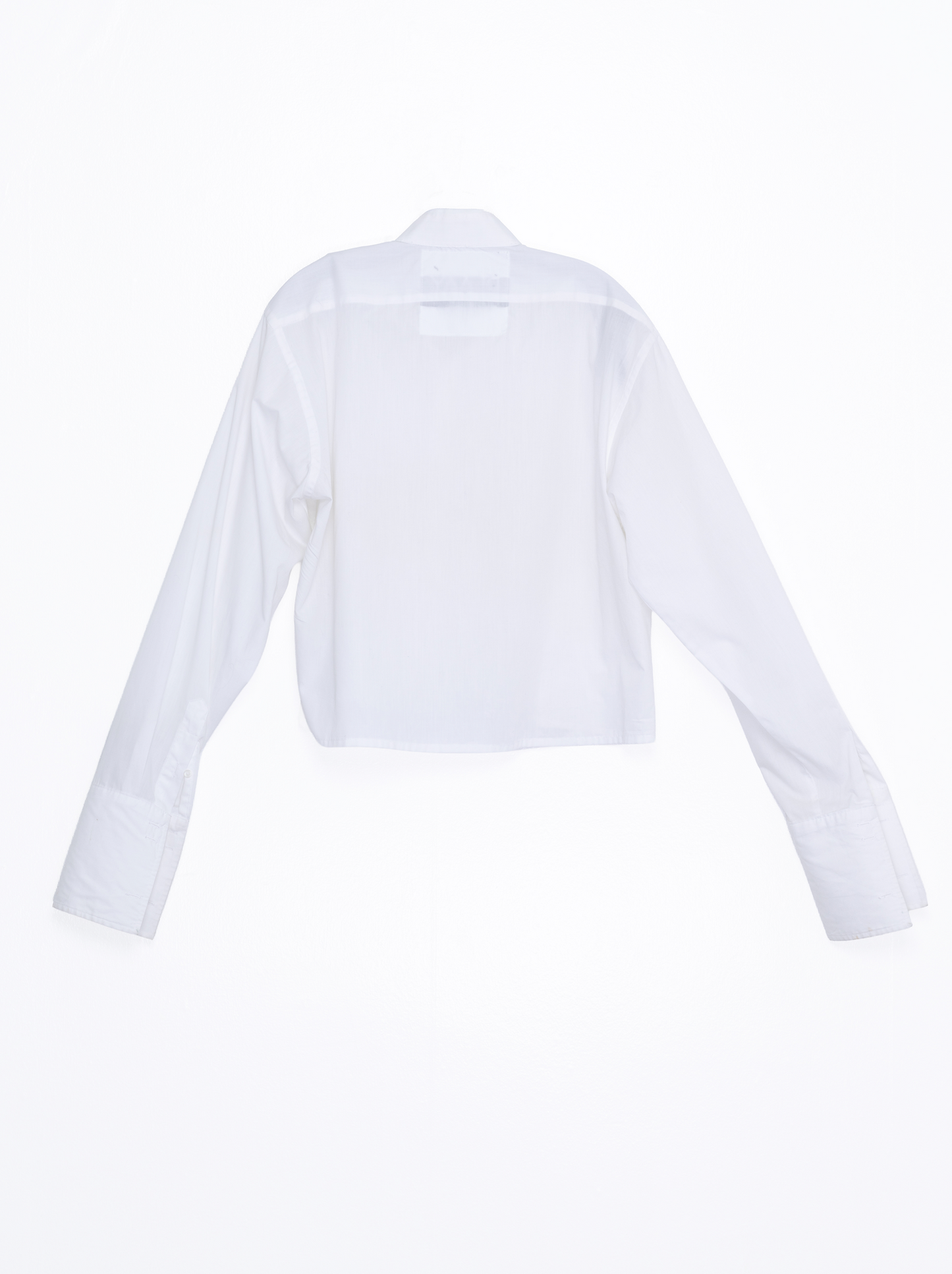 Cropped Pleated Tuxedo Shirt – White
