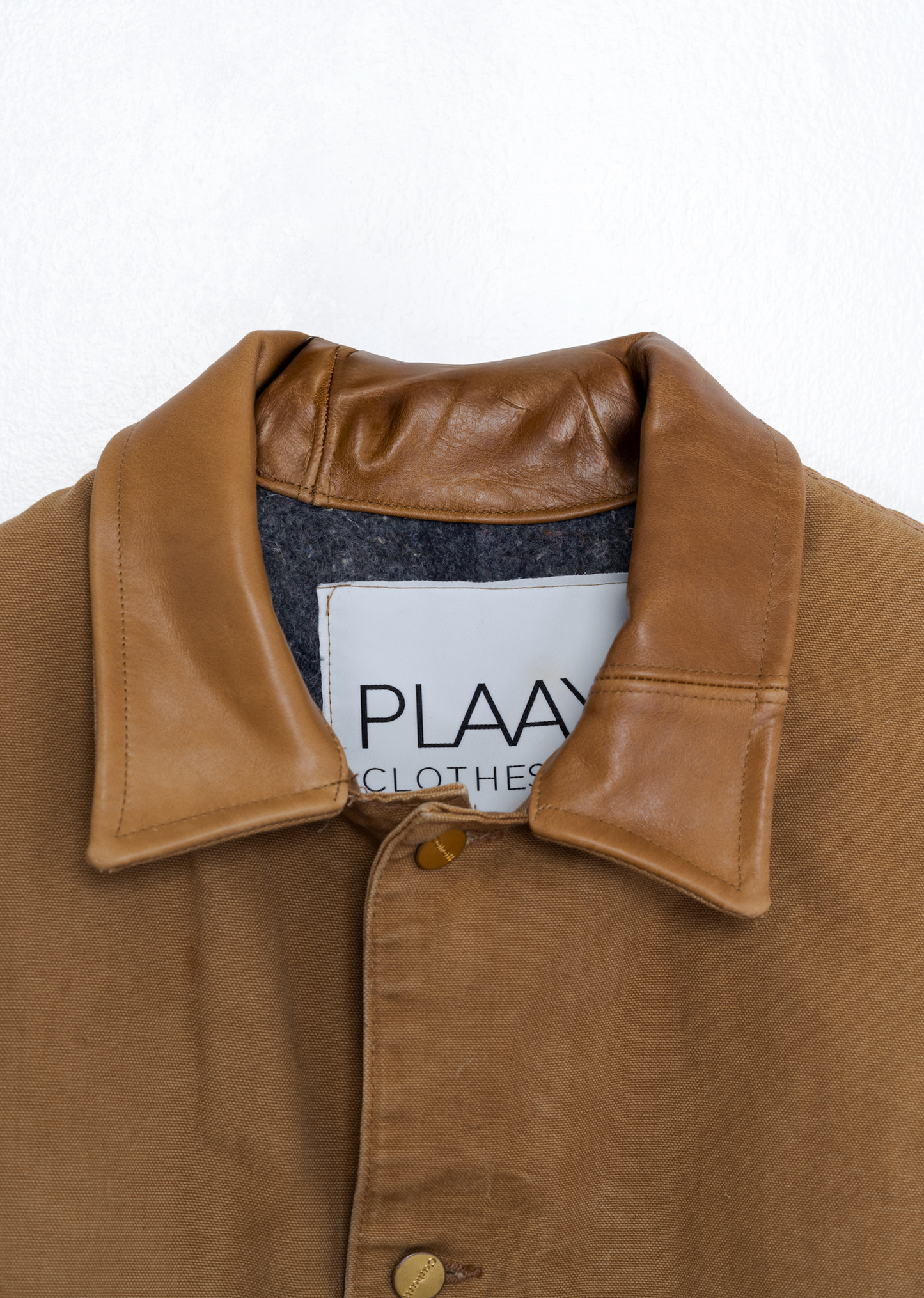 Vintage Waist Coat with Leather Collar – Caramel