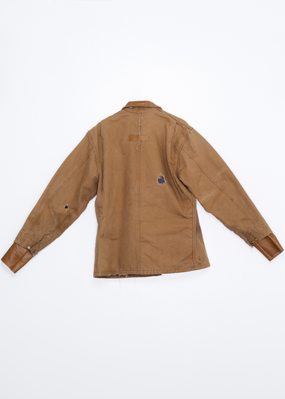 Vintage Waist Coat with Leather Collar – Caramel