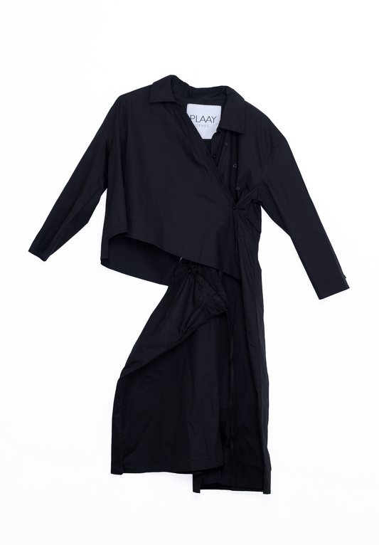 Asymmetric Adjustable long Shirt – Black
