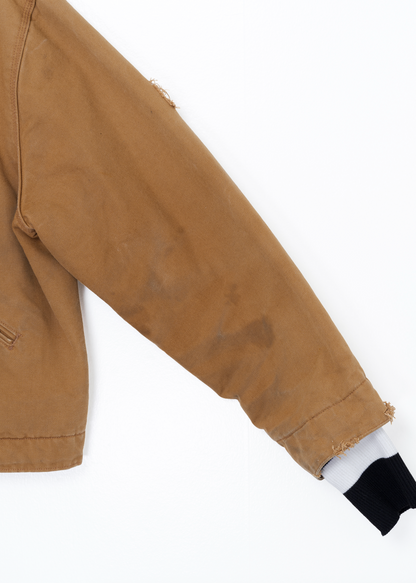 Aged Distressed Waist coat– Tan/ with blk leather collar