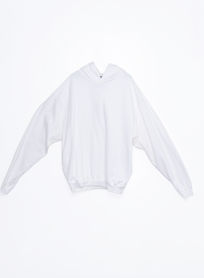 Over Long-Oversized White Hoodie