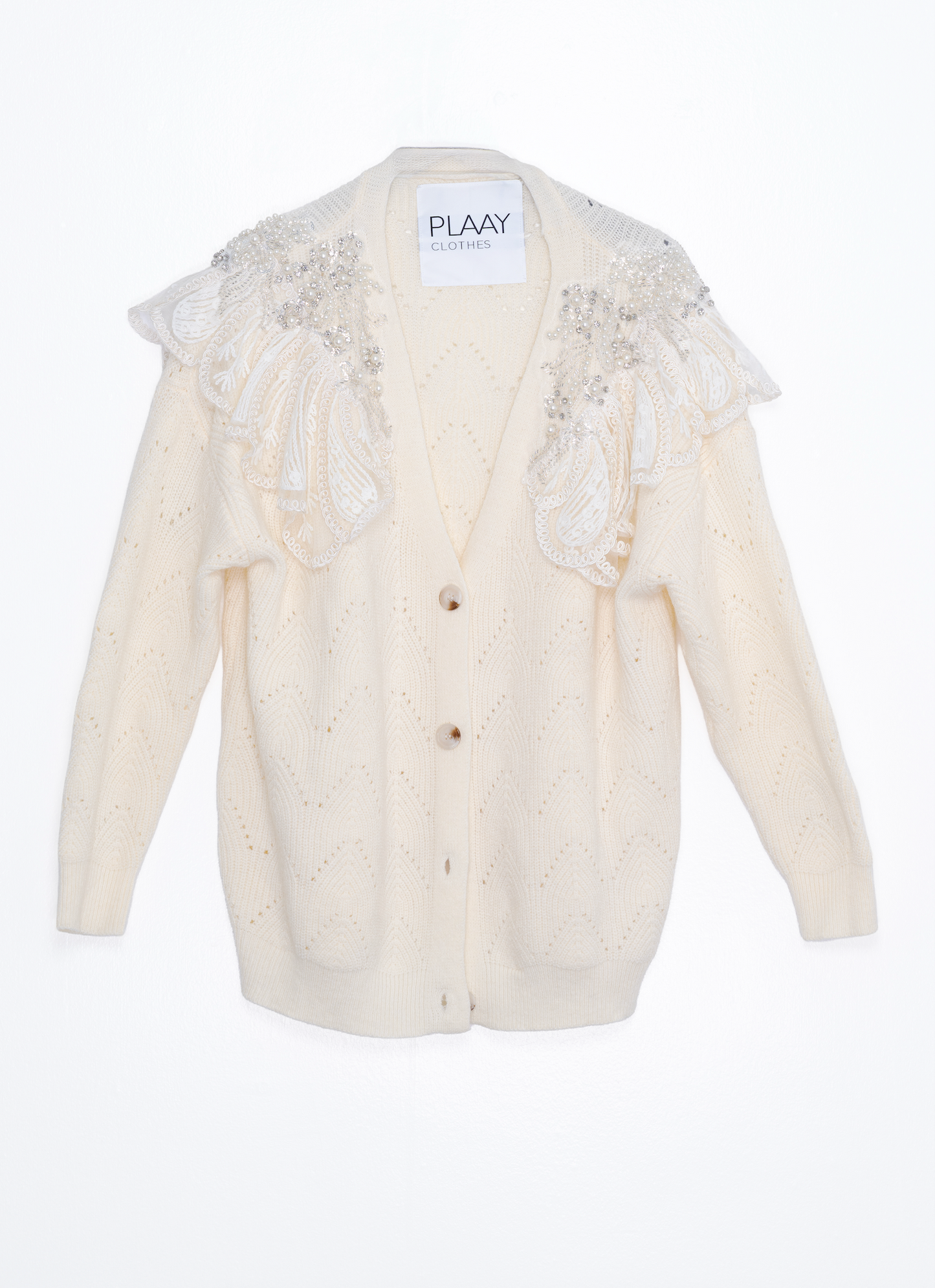 Plaay Pearl Embellished Cardigan – Ivory