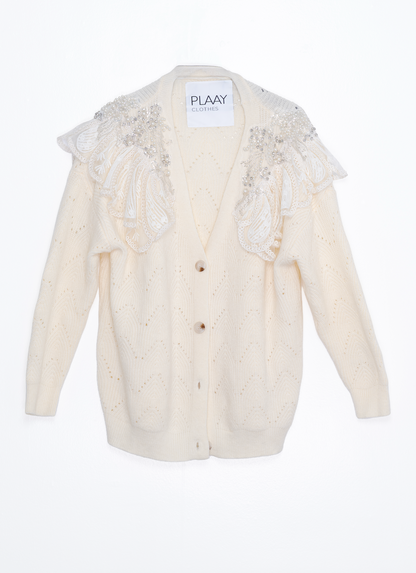Plaay Pearl Embellished Cardigan – Ivory
