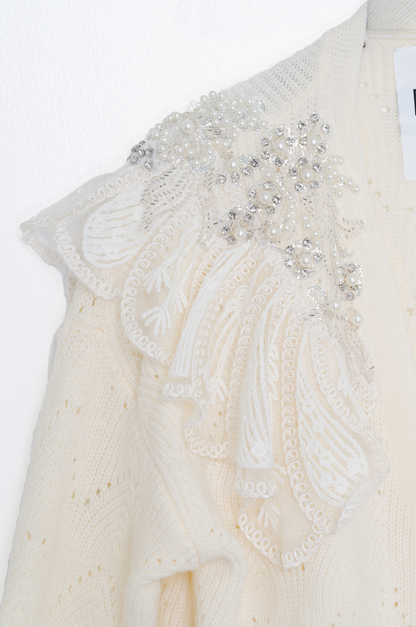 Plaay Pearl Embellished Cardigan – Ivory