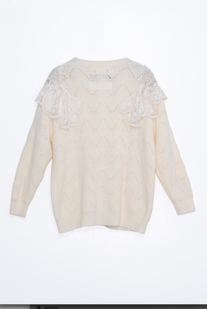 Plaay Pearl Embellished Cardigan – Ivory